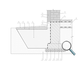 Совмещенная вертикальная и горизонтальная теплоизоляция гранулированным пеностеклом (для малой глубины заложения фундамента)