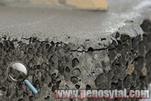 Отслоение цементного раствора от пеностекла Гомельстекло